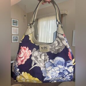 COACH Madison Kara Blue Floral Shoulder Bag